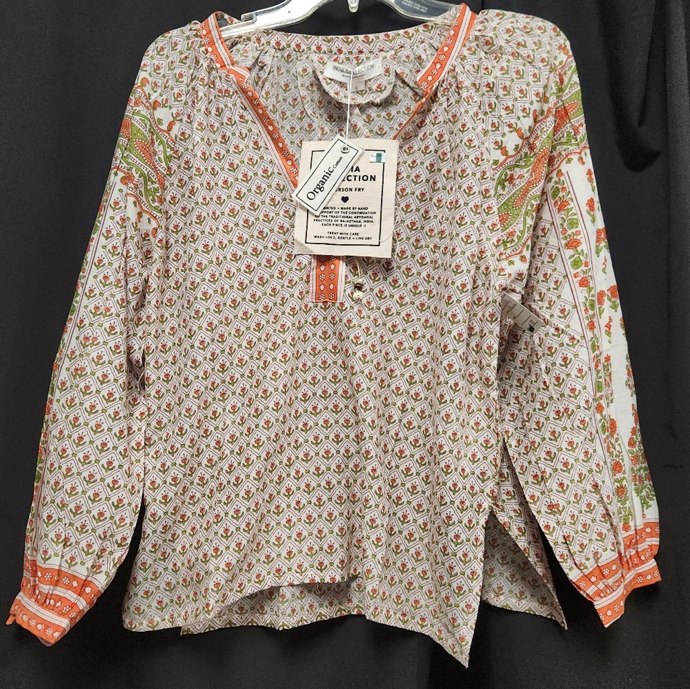 NWT Emerson Fry India Collection small organic cotton top.